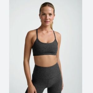 BEYOND YOGA Spacedye Slim Racerback Bra Black Charcoal Size Large